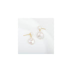 Handmade Freshwater Cultured Coin Pearl Dangling Drop Earrings for Women