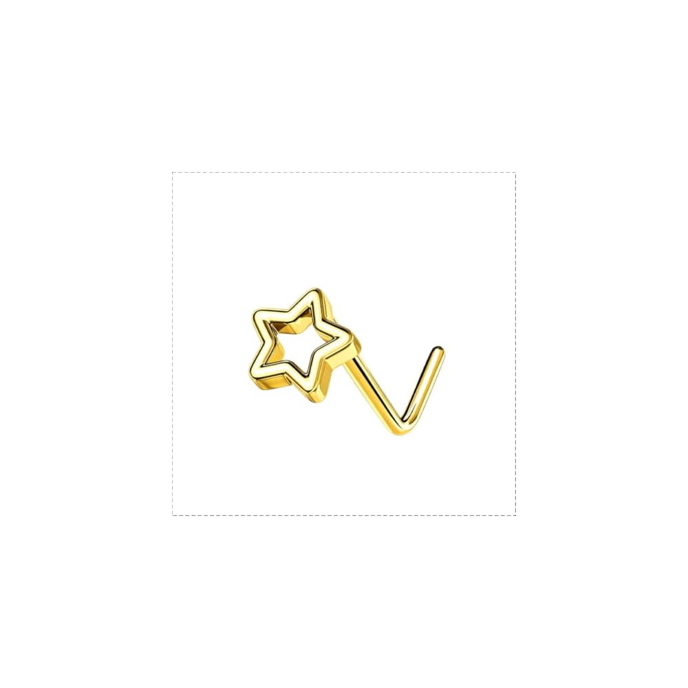 OUFER G23 Titanium Nose Rings for Women, Star Nostril Piercing Jewelry