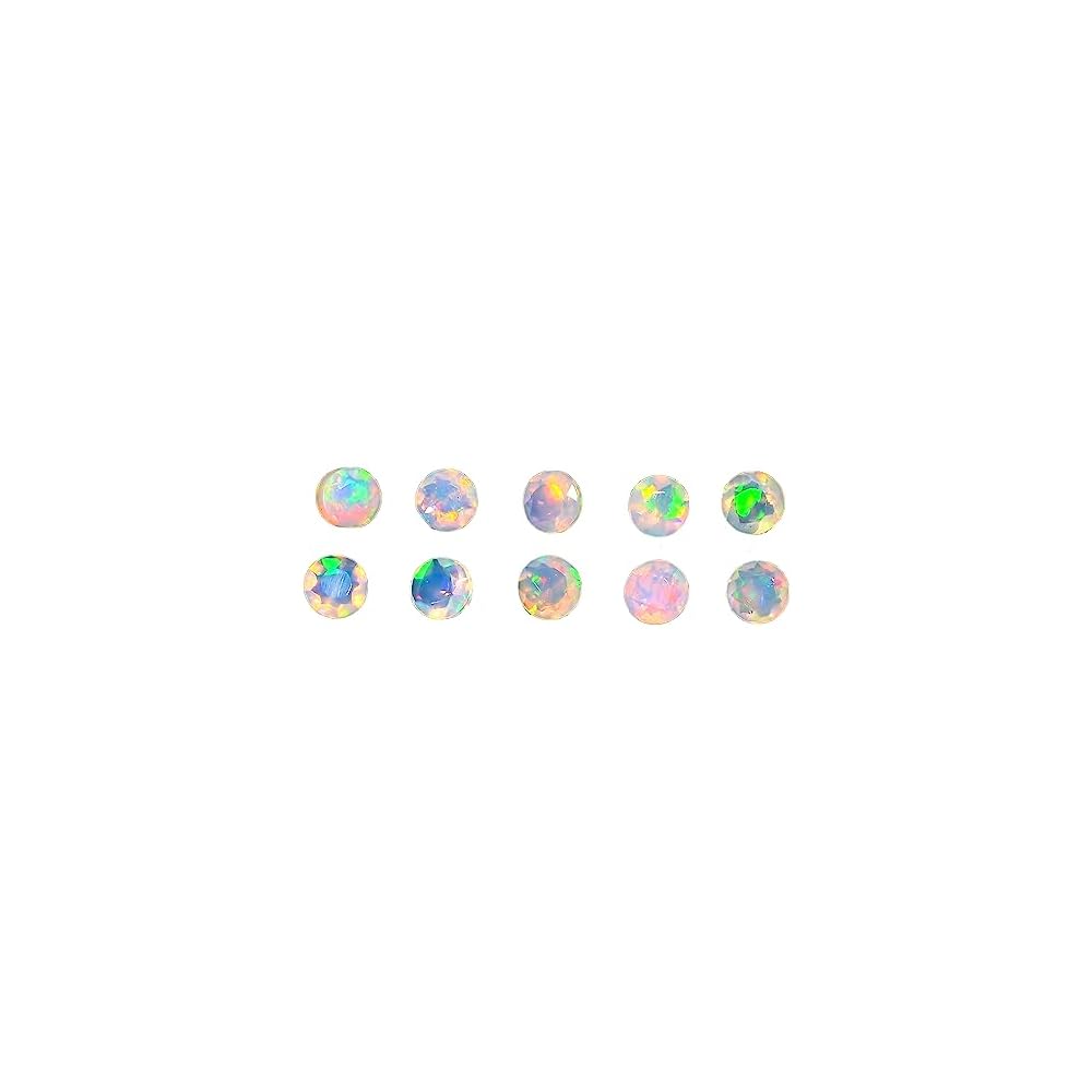 Yashee 10 Pcs Pack,3 MM Natural Ethiopian Opal Round Shape-Brilliant Cut, Fire Play Opal Gemstone Wholesale Lot-Healing Crystals-DIY Jewelry Making Bulk Gemstone Deal