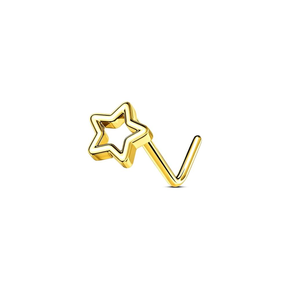 OUFER G23 Titanium Nose Rings for Women, Star Nostril Piercing Jewelry