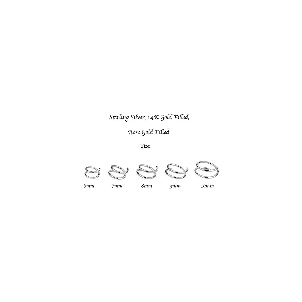 Double Nose Ring Hoop for Single Piercing Spiral Twist Nose Hoop for Women
