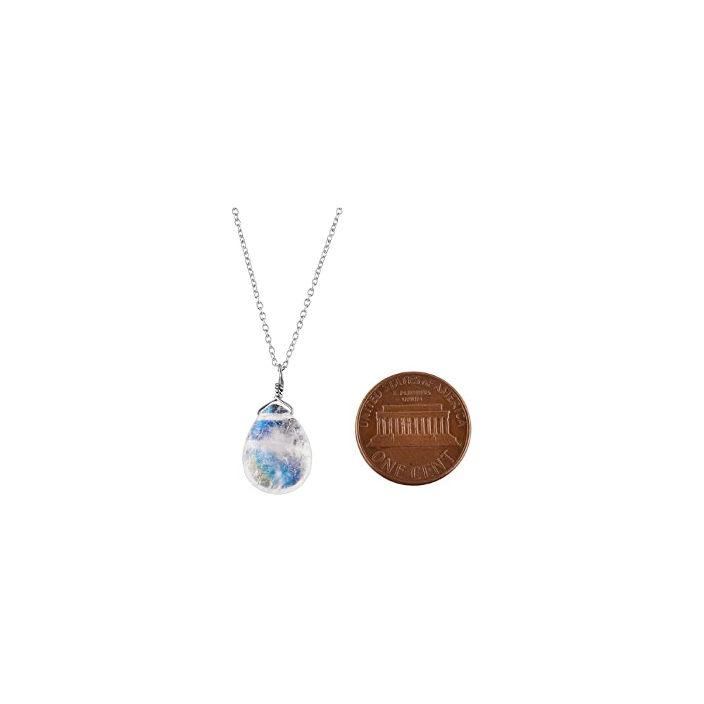 OdrillionGems 925 Sterling Silver Natural Gemstone Dainty Pendant Necklace