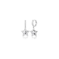 Silver Star Huggie Hoop Earrings for Women – CZ Celestial Earrings with Star Drop, Y2K Star Jewelry for Birthday Daily Wear