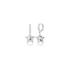 Silver Star Huggie Hoop Earrings for Women – CZ Celestial Earrings with Star Drop, Y2K Star Jewelry for Birthday Daily Wear