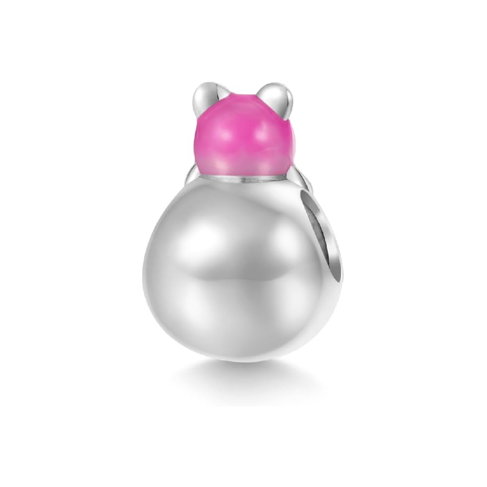GNOCE Tumbler Bear Pendant Charm Bracelet For Her,S925 Sterling Silver Personalised Pendant Necklace/Bracelet Jewelry Gift for Women