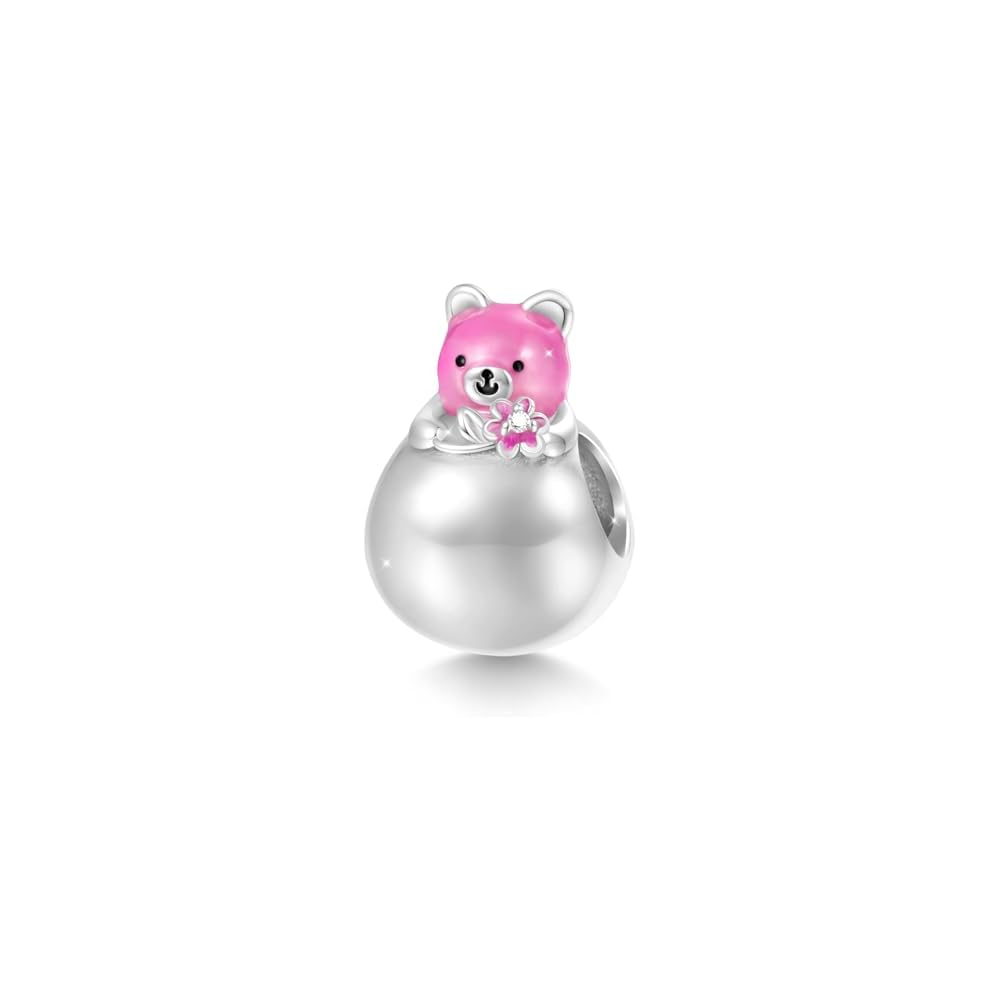 GNOCE Tumbler Bear Pendant Charm Bracelet For Her,S925 Sterling Silver Personalised Pendant Necklace/Bracelet Jewelry Gift for Women