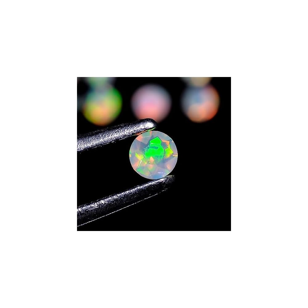 Yashee 10 Pcs Pack,3 MM Natural Ethiopian Opal Round Shape-Brilliant Cut, Fire Play Opal Gemstone Wholesale Lot-Healing Crystals-DIY Jewelry Making Bulk Gemstone Deal