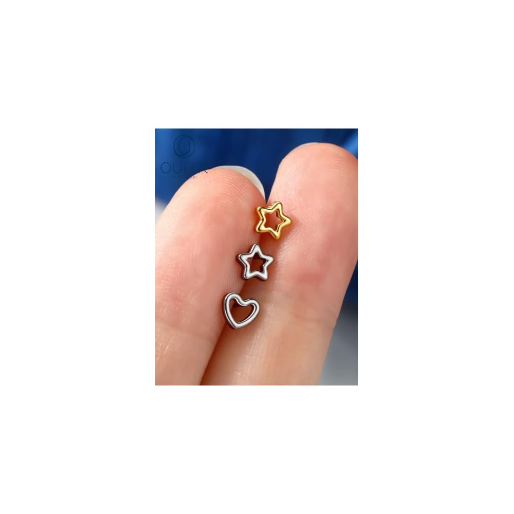 OUFER G23 Titanium Nose Rings for Women, Star Nostril Piercing Jewelry
