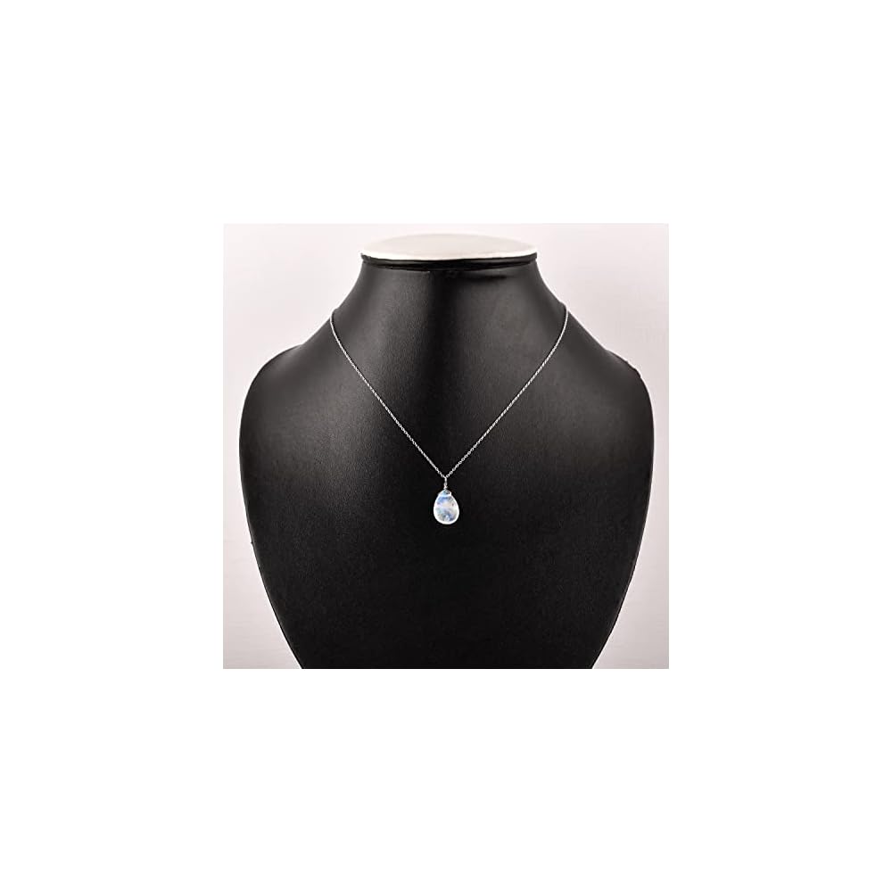 OdrillionGems 925 Sterling Silver Natural Gemstone Dainty Pendant Necklace