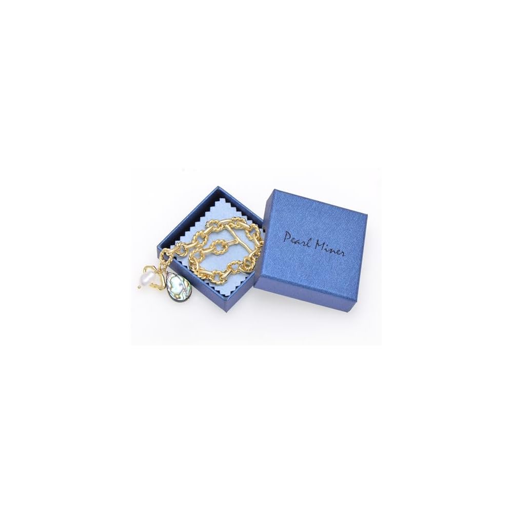 Abalone Shell & Pearl Charms Rope Oval Chain Bracelet for Women