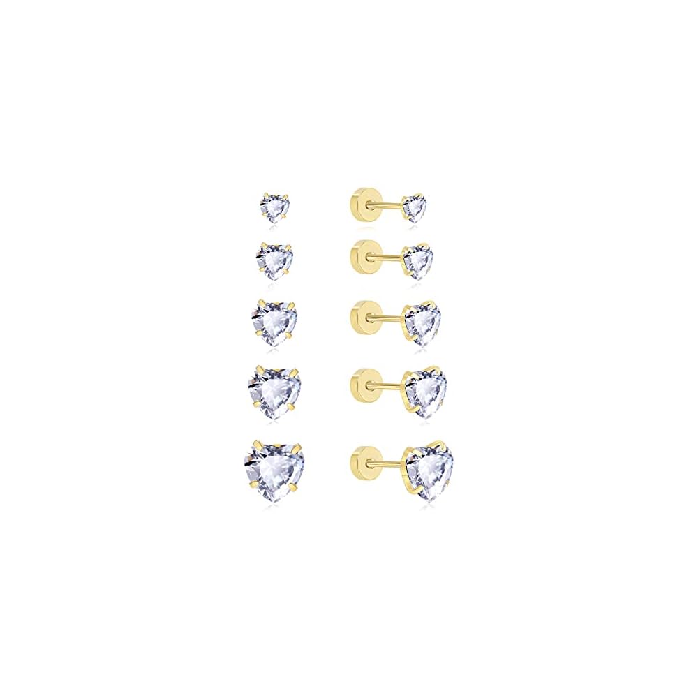 Hypoallergenic Earrings for Girls Kids Toddler Women, Surgical Stainless Steel Screw Back Stud Earrings for Sensitive Ears Cute Flower Butterfly Gold Silver Earring Flat Back Earring