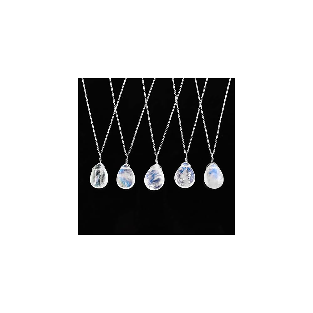 OdrillionGems 925 Sterling Silver Natural Gemstone Dainty Pendant Necklace