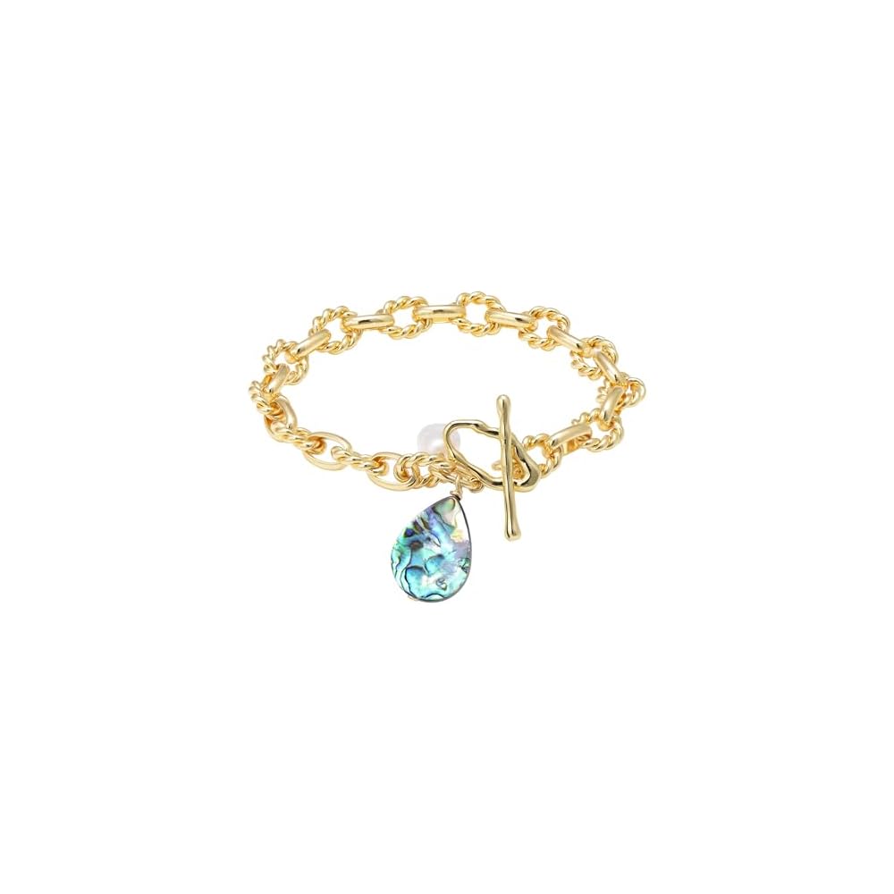 Abalone Shell & Pearl Charms Rope Oval Chain Bracelet for Women