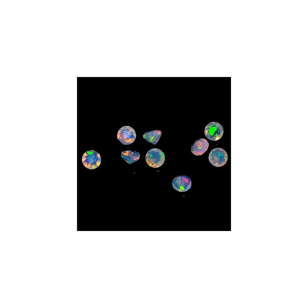 Yashee 10 Pcs Pack,3 MM Natural Ethiopian Opal Round Shape-Brilliant Cut, Fire Play Opal Gemstone Wholesale Lot-Healing Crystals-DIY Jewelry Making Bulk Gemstone Deal