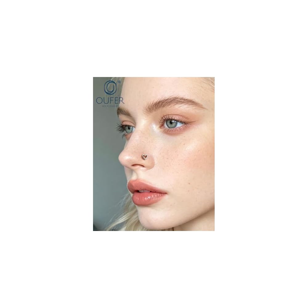 OUFER G23 Titanium Nose Rings for Women, Star Nostril Piercing Jewelry