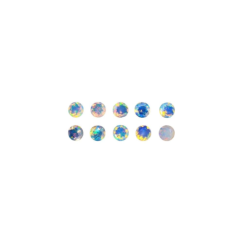 Yashee 10 Pcs Pack,3 MM Natural Ethiopian Opal Round Shape-Brilliant Cut, Fire Play Opal Gemstone Wholesale Lot-Healing Crystals-DIY Jewelry Making Bulk Gemstone Deal