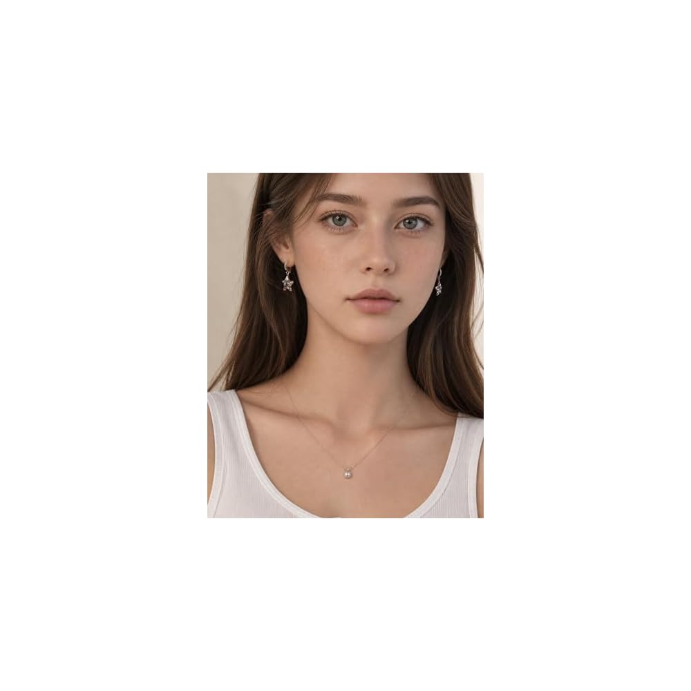 Silver Star Huggie Hoop Earrings for Women – CZ Celestial Earrings with Star Drop, Y2K Star Jewelry for Birthday Daily Wear