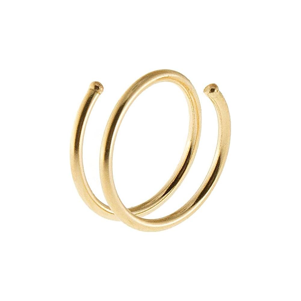 Double Nose Ring Hoop for Single Piercing Spiral Twist Nose Hoop for Women
