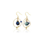 WEWDBY Handmade Cosmic Planet Art Earrings - Iridescent Hand-Mixed Resin Planet Design, 3D Metal Ring Surrounding, Lightweight & Hypoallergenic, Creative Jewelry for Women, Unique Gift for Sci-Fi & Art Enthusiasts