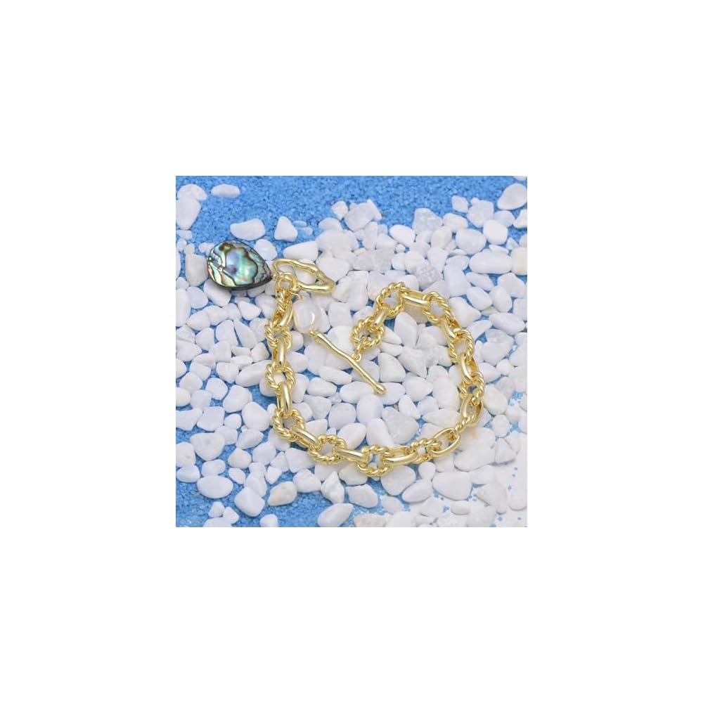 Abalone Shell & Pearl Charms Rope Oval Chain Bracelet for Women