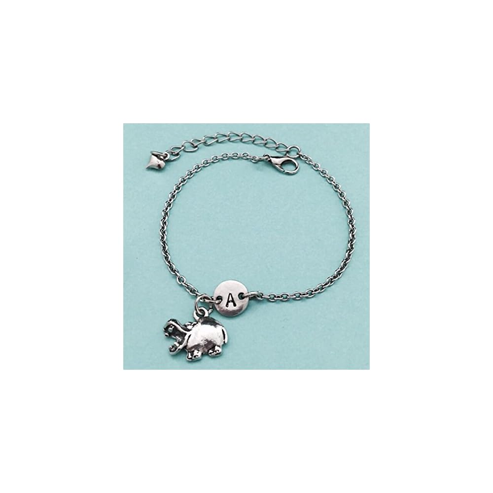 Hippo charm bracelet, hippo charm, adjustable bracelet, animal, personalized bracelet, initial bracelet, monogram