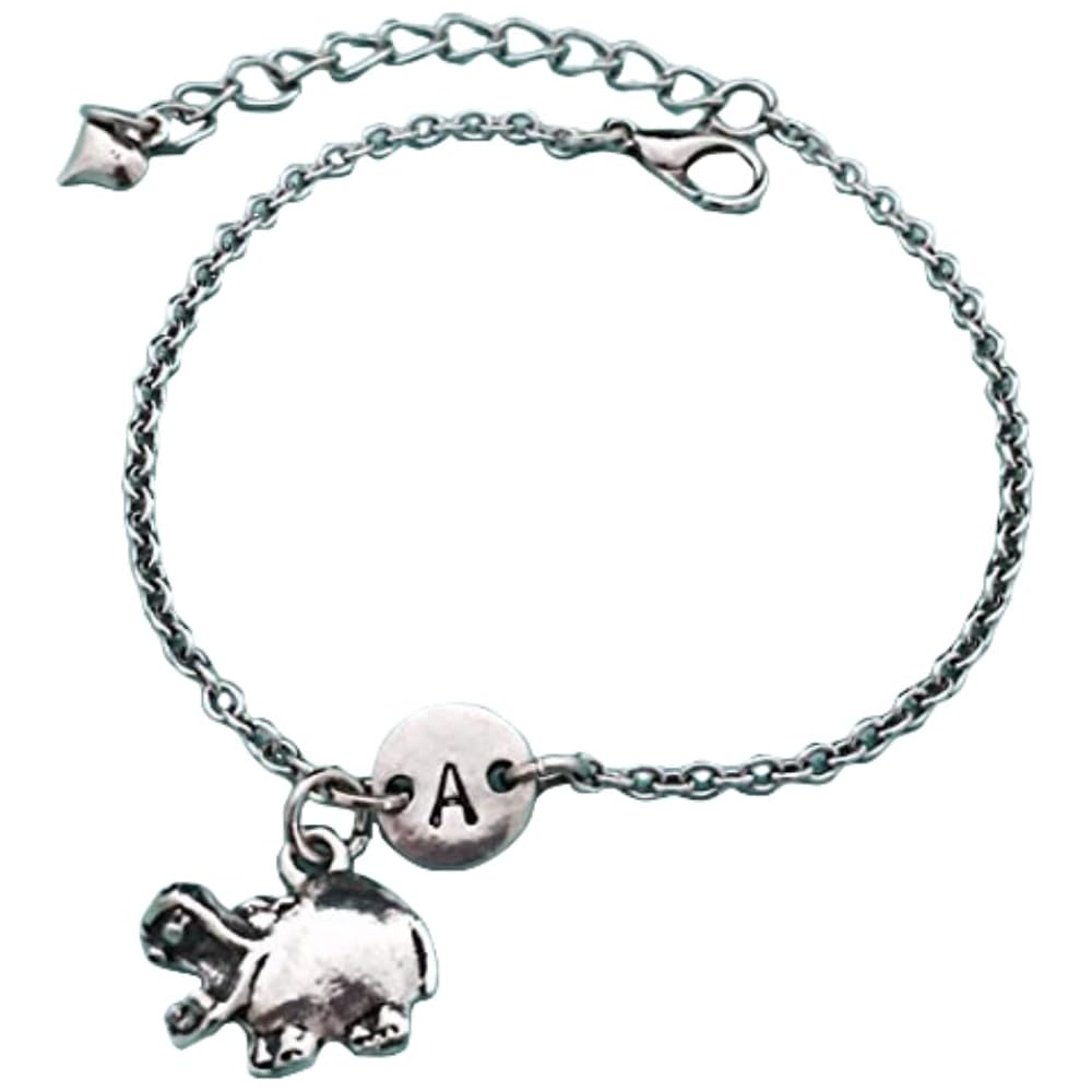 Hippo charm bracelet, hippo charm, adjustable bracelet, animal, personalized bracelet, initial bracelet, monogram