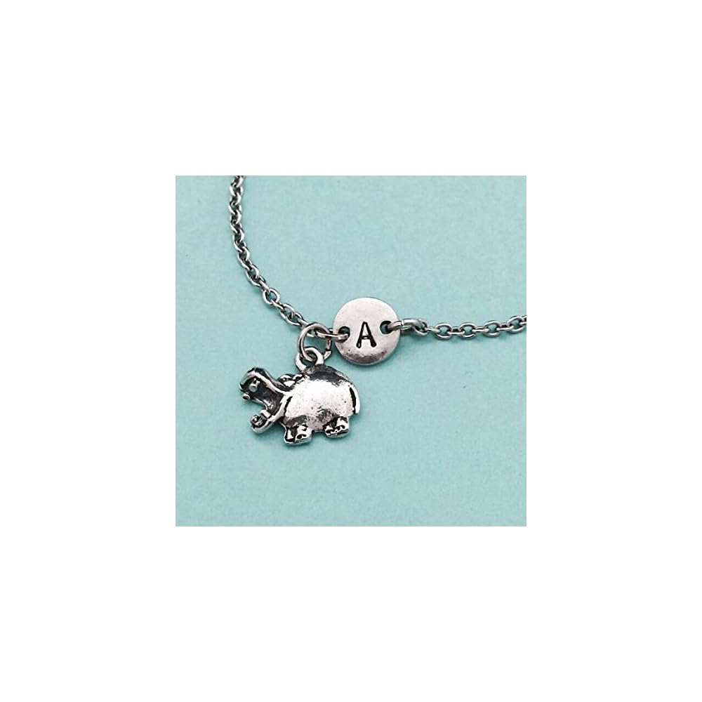 Hippo charm bracelet, hippo charm, adjustable bracelet, animal, personalized bracelet, initial bracelet, monogram