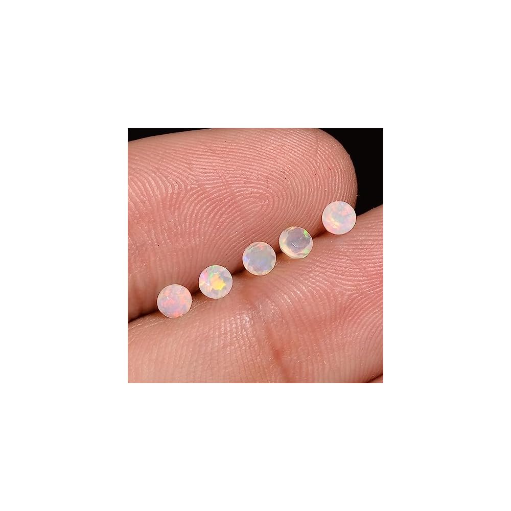 Yashee 10 Pcs Pack,3 MM Natural Ethiopian Opal Round Shape-Brilliant Cut, Fire Play Opal Gemstone Wholesale Lot-Healing Crystals-DIY Jewelry Making Bulk Gemstone Deal