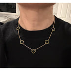Four Leaf Clover Necklace for Women -18K Gold Plated Stainless Steel Lucky Necklaces, Non-Tarnish Hypoallergenic Black/White/Wine Red/Emerald Green/Navy Blue Clover Pendant Lucky Gifts for Women
