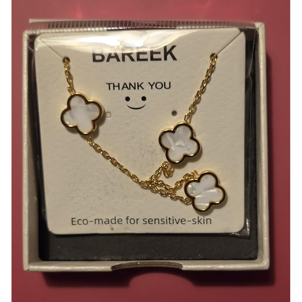 Four Leaf Clover Necklace for Women -18K Gold Plated Stainless Steel Lucky Necklaces, Non-Tarnish Hypoallergenic Black/White/Wine Red/Emerald Green/Navy Blue Clover Pendant Lucky Gifts for Women