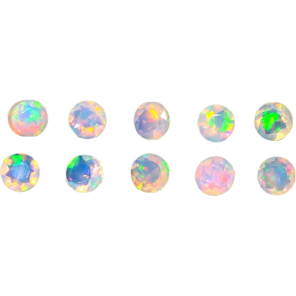 Yashee 10 Pcs Pack,3 MM Natural Ethiopian Opal Round Shape-Brilliant Cut, Fire Play Opal Gemstone Wholesale Lot-Healing Crystals-DIY Jewelry Making Bulk Gemstone Deal