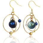 WEWDBY Handmade Cosmic Planet Art Earrings - Iridescent Hand-Mixed Resin Planet Design, 3D Metal Ring Surrounding, Lightweight & Hypoallergenic, Creative Jewelry for Women, Unique Gift for Sci-Fi & Art Enthusiasts