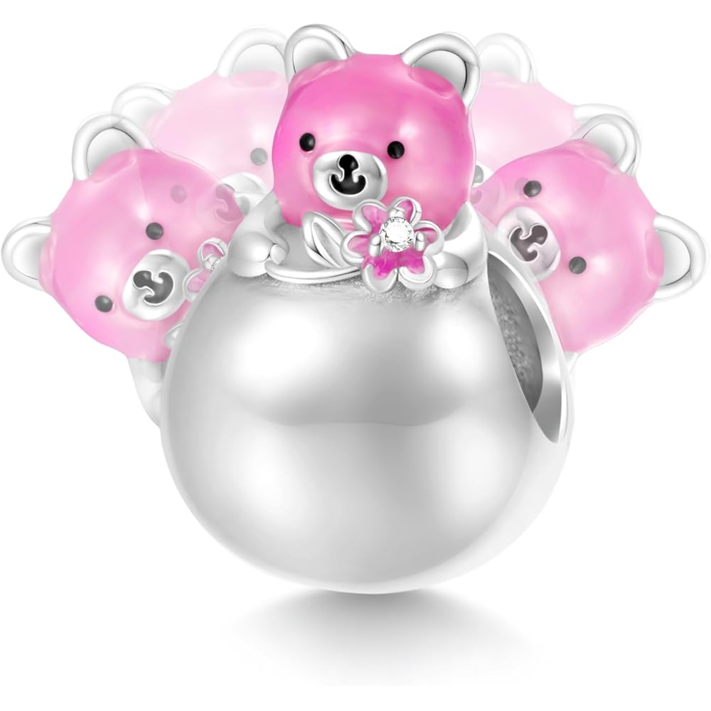 GNOCE Tumbler Bear Pendant Charm Bracelet For Her,S925 Sterling Silver Personalised Pendant Necklace/Bracelet Jewelry Gift for Women