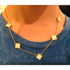 Four Leaf Clover Necklace for Women -18K Gold Plated Stainless Steel Lucky Necklaces, Non-Tarnish Hypoallergenic Black/White/Wine Red/Emerald Green/Navy Blue Clover Pendant Lucky Gifts for Women